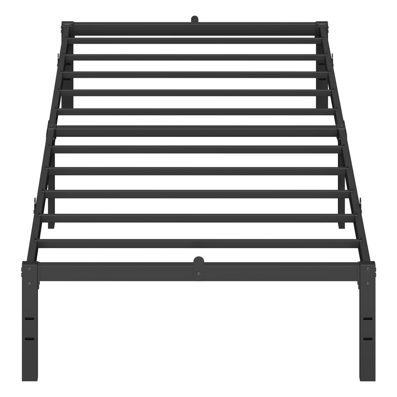Metal Bed Frame, 190 Cm, Under-Bed Space, Modern Style, For Guest Room, Easy Assembly, Ink Black, Single (3')