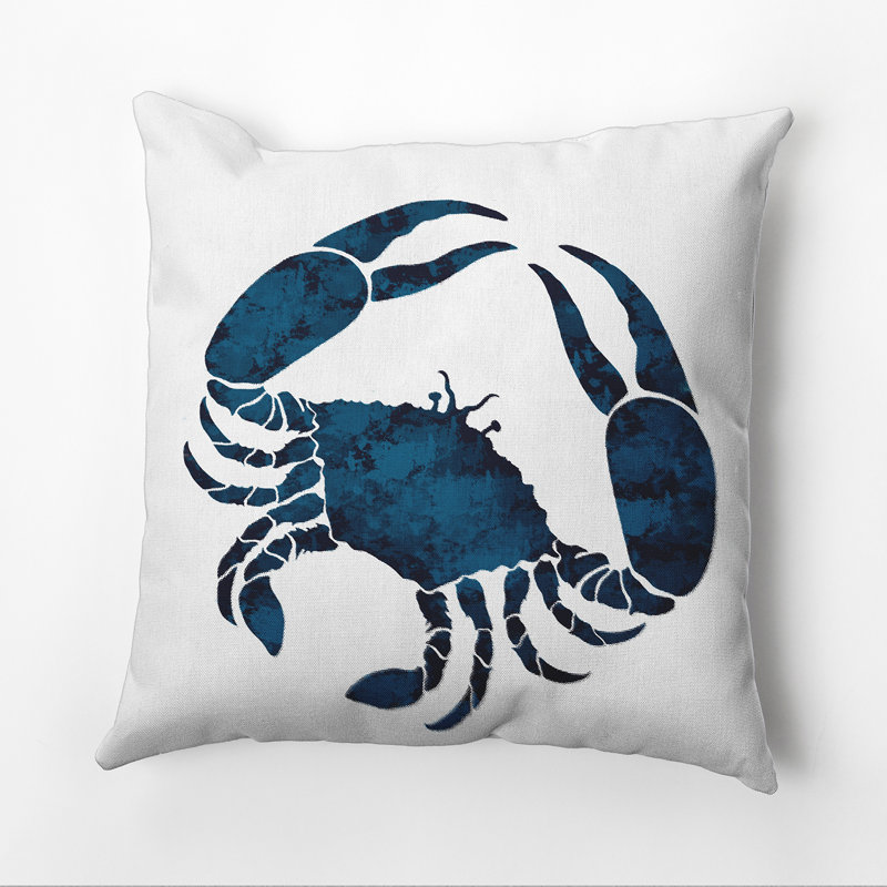 Housse et insert de coussin de plage en crabe, H 16 po x l 16 po, Bleu marine