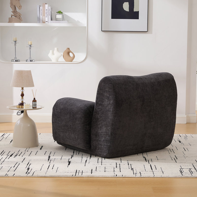 Fauteuil d'appoint large et surdimensionné rembourré, Noir