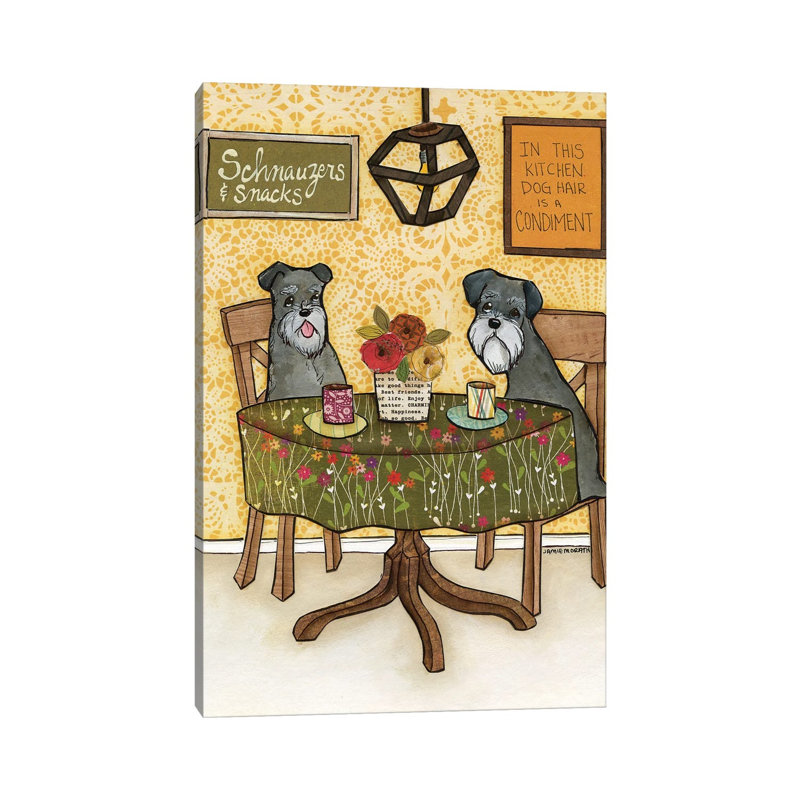 Schnauzers And Snacks by Jamie Morath - Wrapped Canvas Gallery-Wrapped Canvas Giclée, 12" H x 8" W, Wrapped Canvas