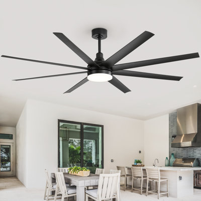 Jamii-Leigh 65/72/84 inch Large Indoor/Covered Outdoor Modern Ceiling Fan with Led Lights and Remote, 6-Speed, Reversible Quiet DC Motor, Timer, 8-ABS-Blade