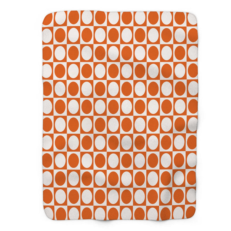 Couverture orange en sherpa de qualité supérieure à pois orange 0193, L 60 po x L 80 po