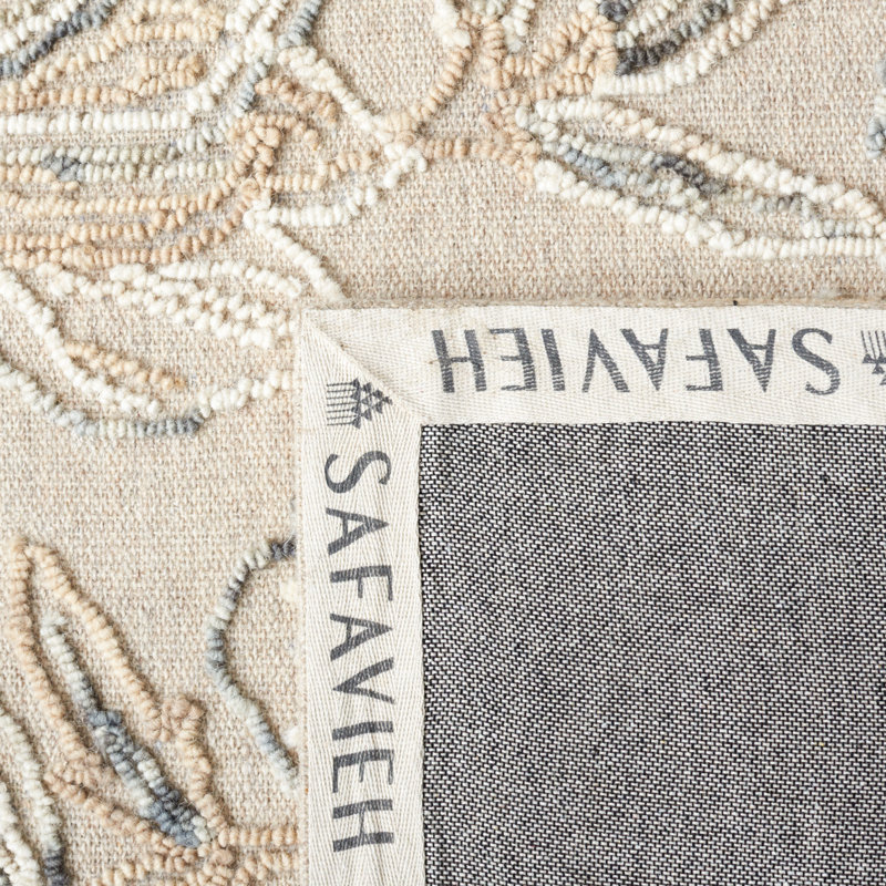 Trace Hand Tufted Wool/Cotton Floral Rug in Beige/Gray, Rectangle 8' x 10'