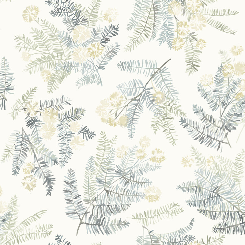 Papier peint botanique vert de mer Frith, Bleu