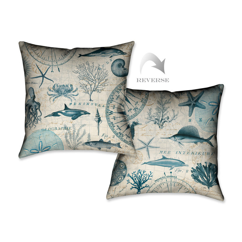 Ocean Rules Ocean Life Throw Pillow