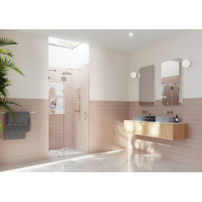 Halo 44.25 in. x 78 in. Frameless Glass Hinge Shower Door