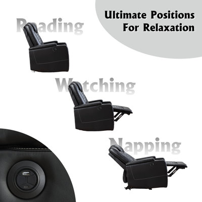 35'' Luxury Faux Leather Home Theater Individual Seat Recliner with Cup Holders & Arm Storage