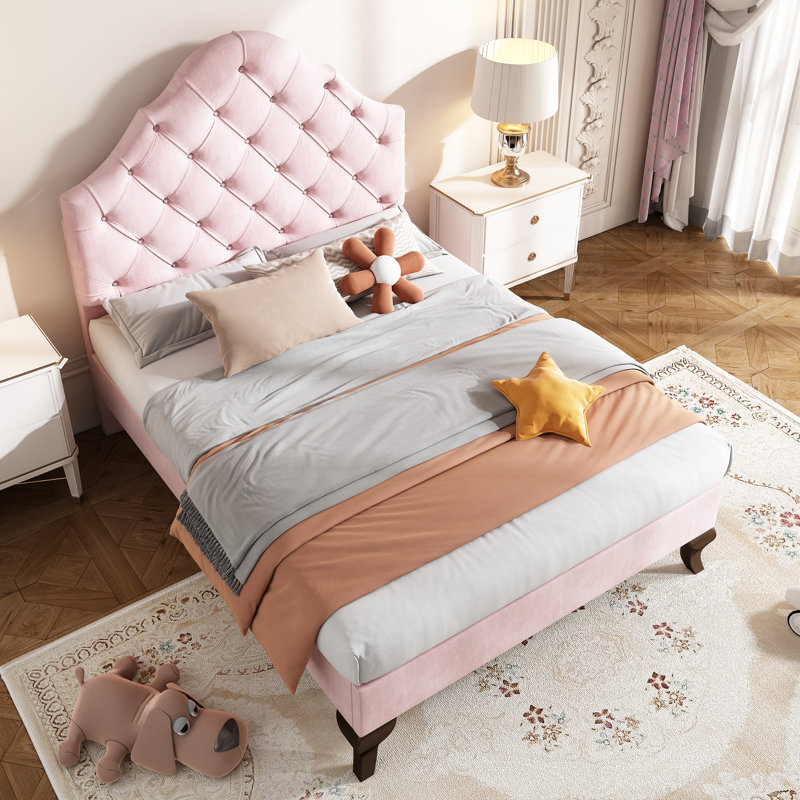 Wiedeman Velvet Bed, Single (3'), Pink