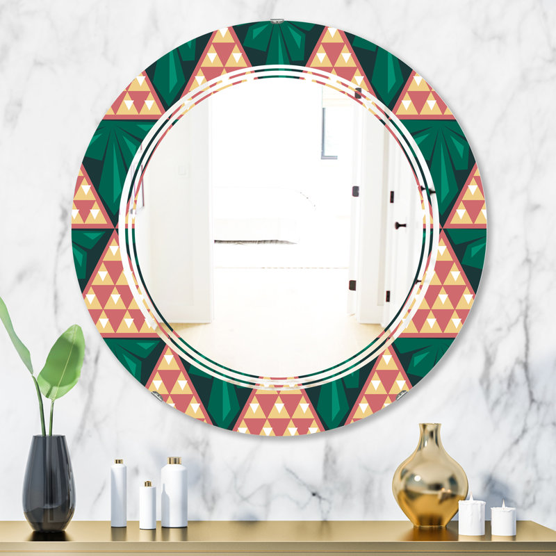 Miroir mural moderne et sans cadre à triple c géométrique ii, H 31,5 po x l po