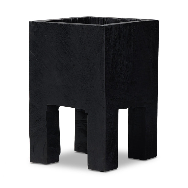 TORA Wood Planter, 25.75" H x 16" W x 16" D, Carbonized Black