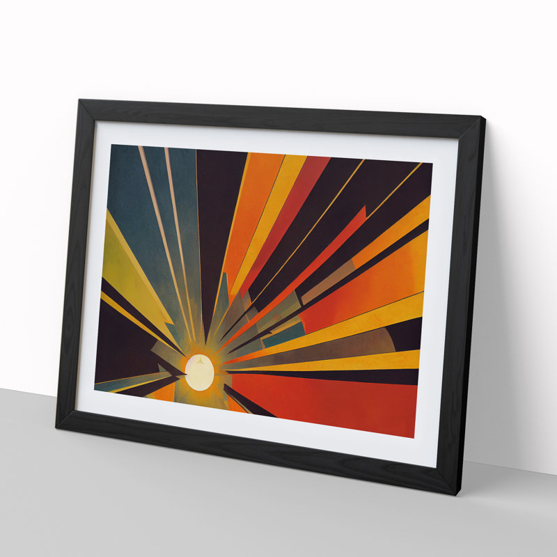 Abstract Sunset Sun Vol.8 - Framed Print, Black Framed, 46cm H x 64cm W x 2cm D