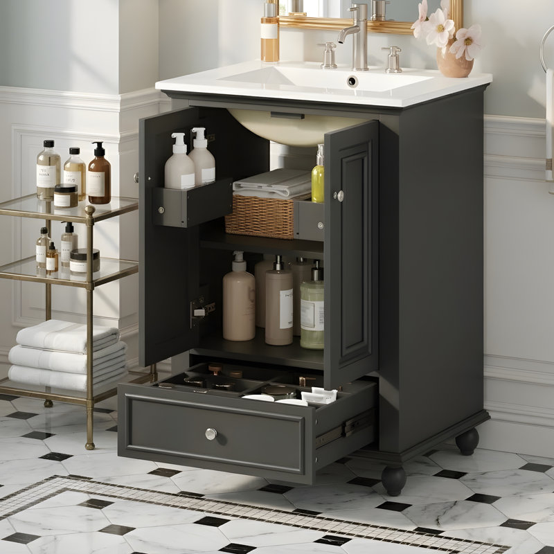 Meuble-lavabo pratique prêt à l'emploi, Black