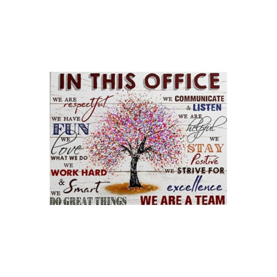 In This Office Team Rules Motivation, art mural encadré en bois à l'arrière, 24 x 36