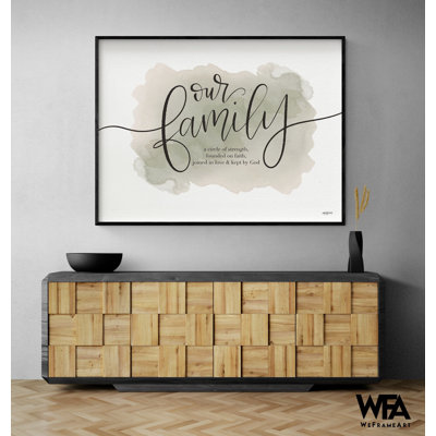 «Our Family, Deep Green Watercolor God, reproduction de l'affiche, notre famille est un cercle de force, idée de cadeau de famille