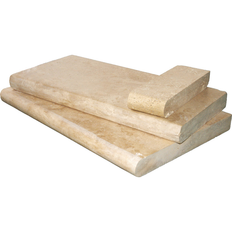 Marzana 16 in. x 24 in. x 2 in. Honed Unfilled Brushed Travertine Pool Coping (2.67 sq. ft./unit, 1 Piece), Dune