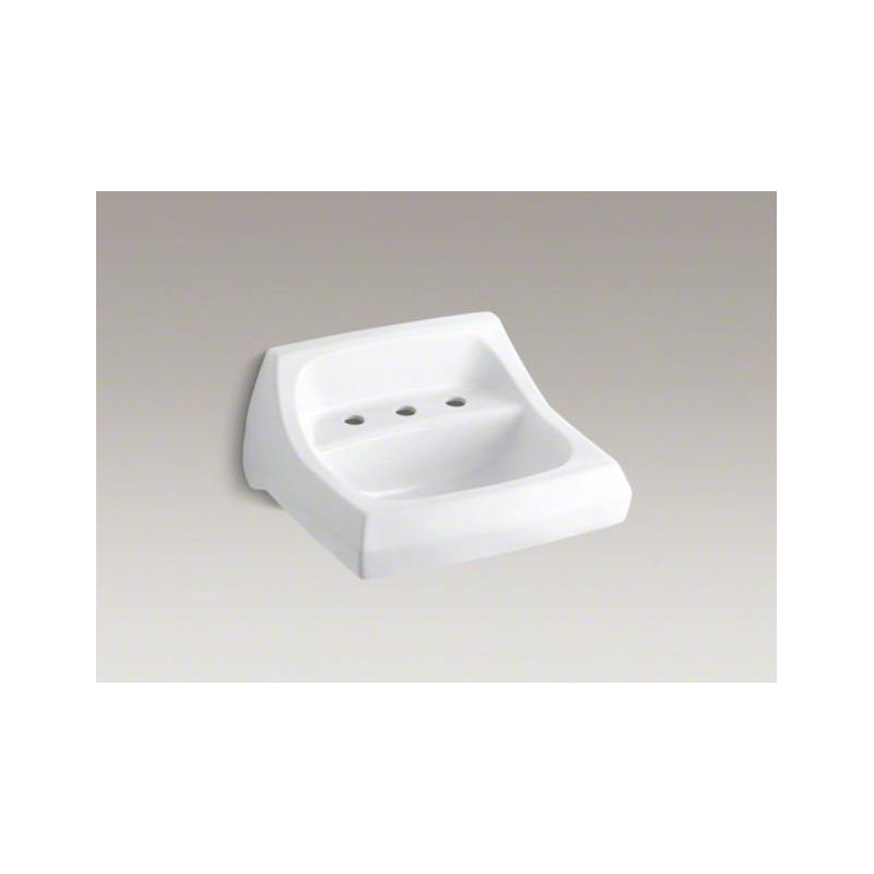 Kingston Vitreous China Rectangular Wall Mount Bathroom Sink with Overflow, Single Hole, White