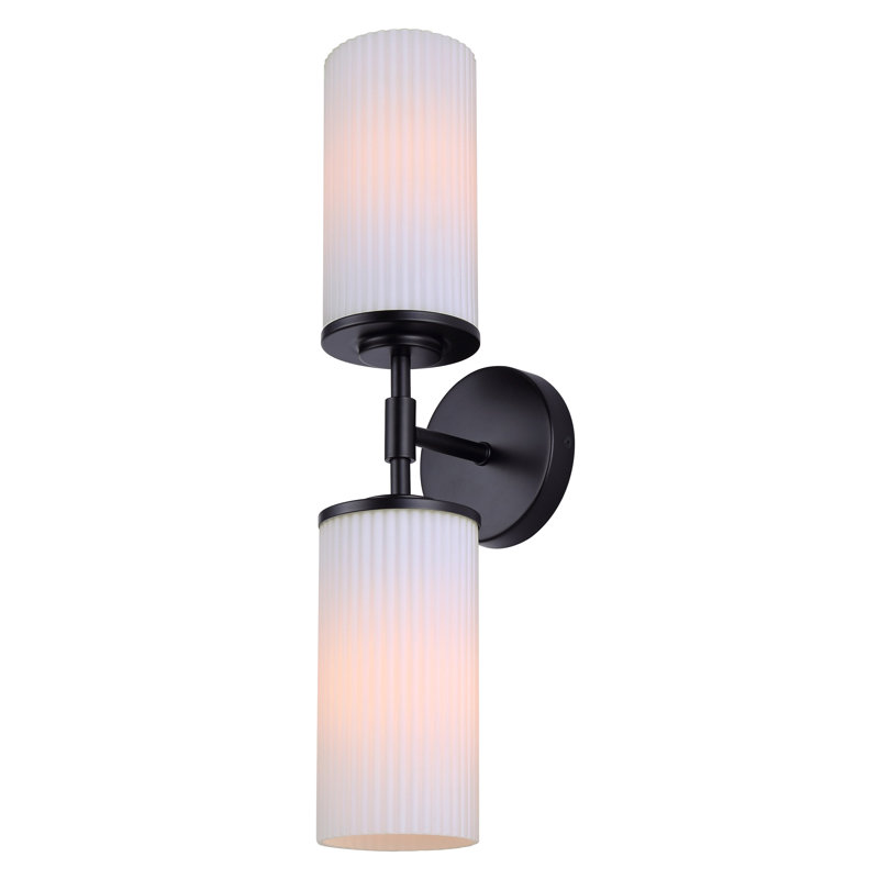 KINSLEA 4.75 In. 2 Light Vanity With Glass Shade, White, Matte Black