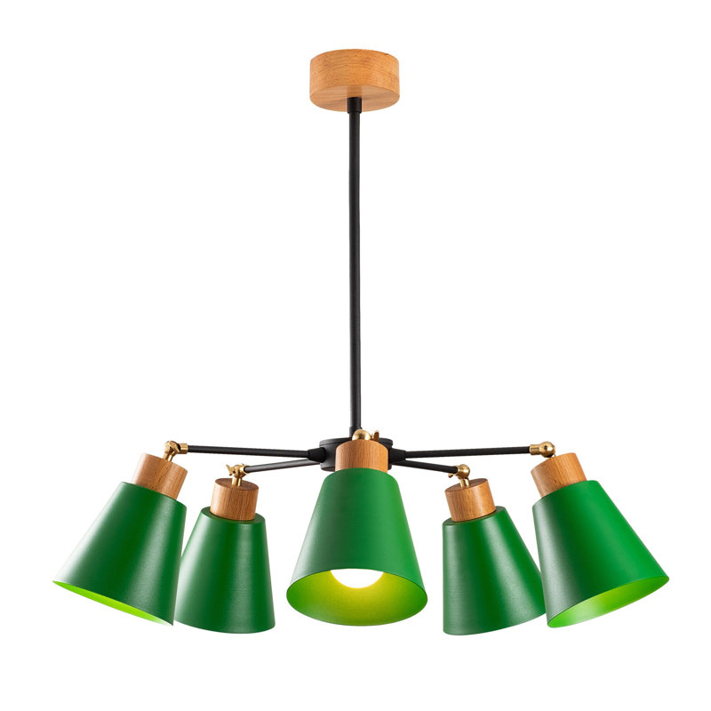 Luminaire suspendu conique à 5 lumières Seren, Vert