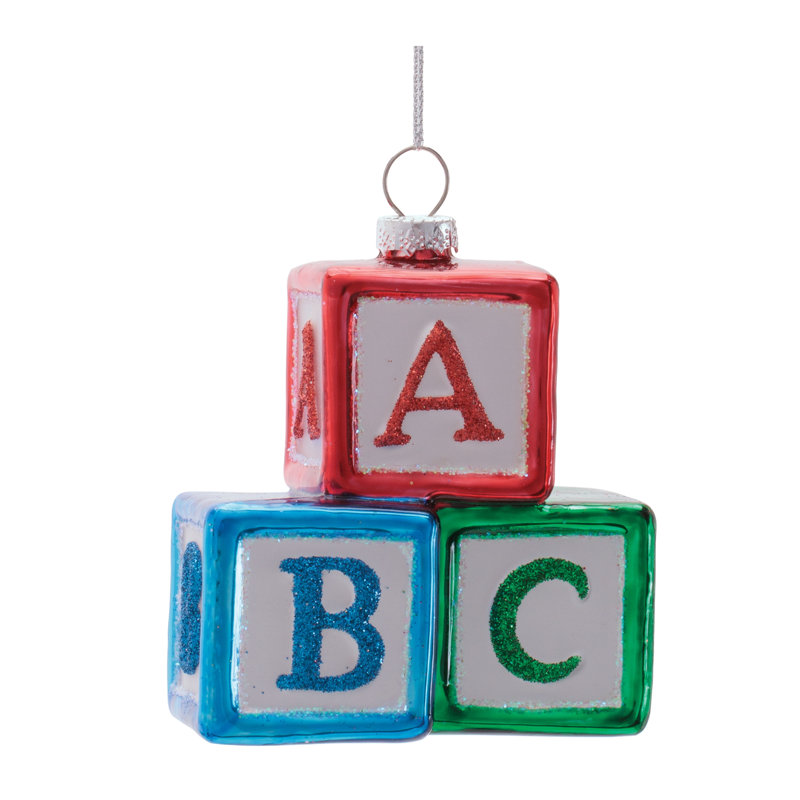 Ornement en verre ABC Block (ensemble de 12)