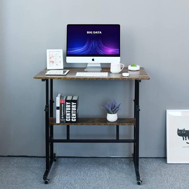 Melvie Computer Desk, Brown/Black