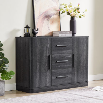 47" Curved Sideboard Buffet Cabinet With 2 Storage Doors And 3 Large Drawers, For Modern Living Room,Dining Room,Kitchen, Entryway by Ebern Designs