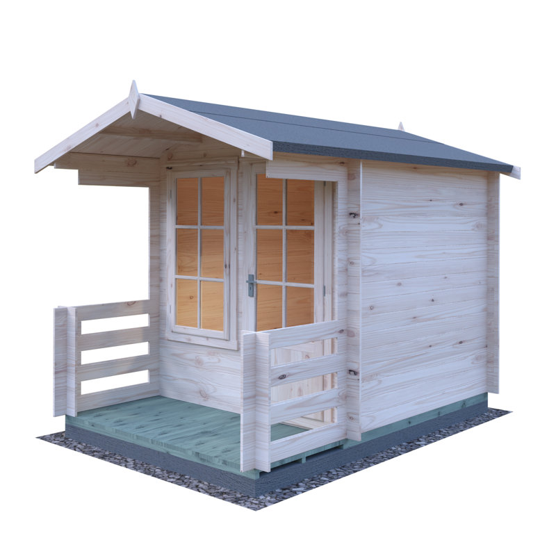Maulden 7 x 7 Ft 19mm Log Cabin with Veranda, Yes