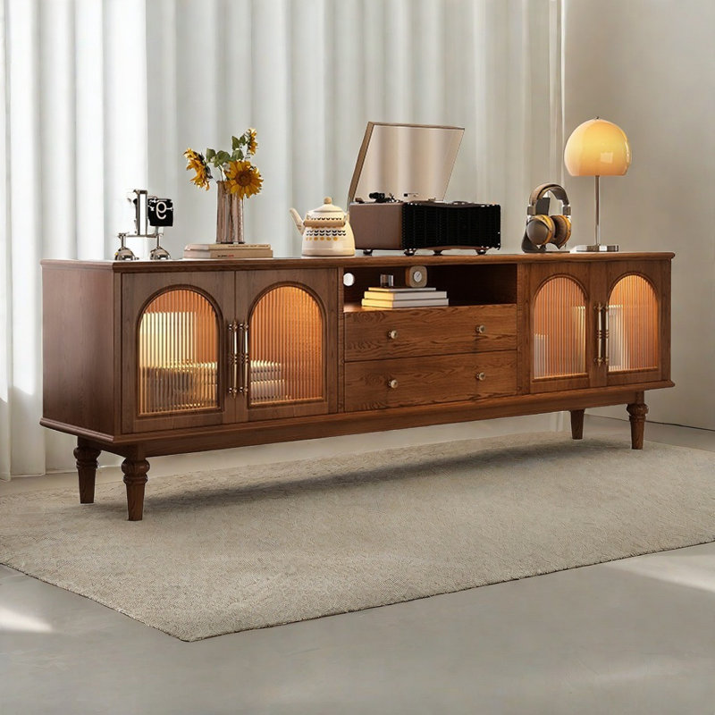 Meuble télé rétro, 70.9", Noir