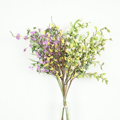 36" Artificial Eucalyptus Forsythia Floral Arrangement For Vase Filler, Farmhouse Twig Greenery Foliage Branch Long Stem Floral Bulk Bouquet For Wedding Party Home Office Table Centerpiece Shelf Decorations