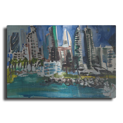 Luxe Metal Art 'Bahrain Skyline'  by Erin McGee Ferrell Metal Wall Art, 36" x 24"