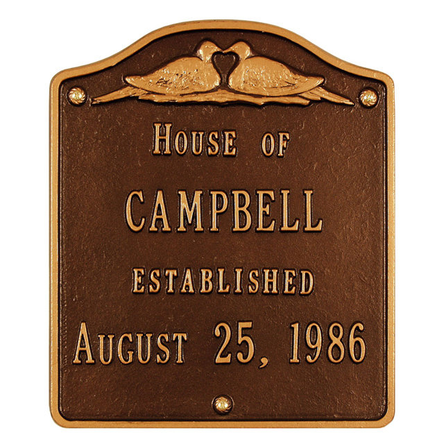 4-Line Wall Address Plaque, Antique Copper