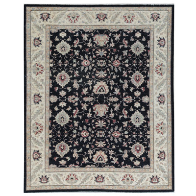 Zarbof Wool Oriental Area Rug in Black