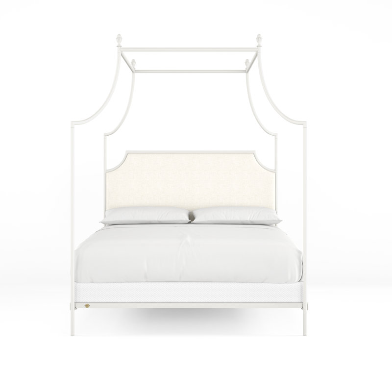 337 Flying Arch Canopy Bed | Complete Canopy, Matte White/White, King