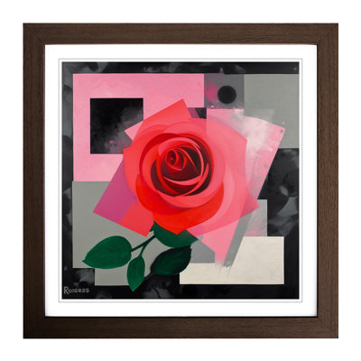 Rose Suprematism No.5 - Single Picture Frame Print on Wood