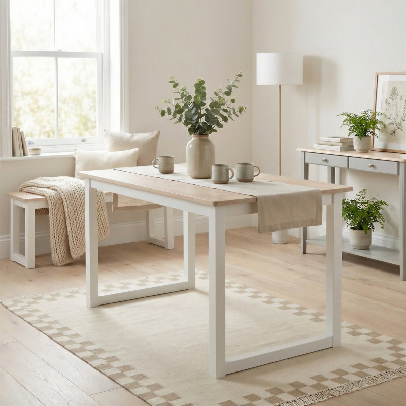 Banc de salle à manger en bois blanc Tobery