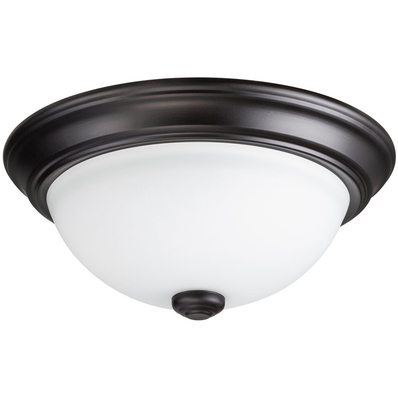 Classic Flushmount 11" with Frosted Glass, 4.75" H x 11" W x 11" D, Bronze