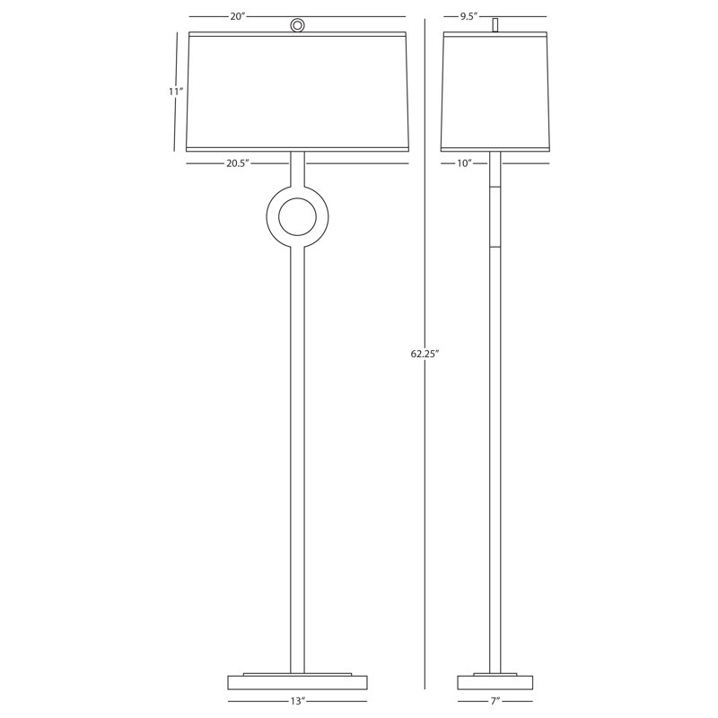 Oculus Floor Lamp, Antique Silver, Black