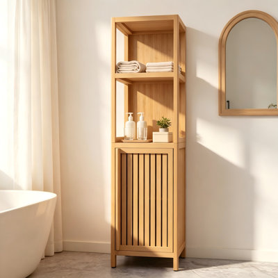 Large Bamboo Cabinet, Slim Storage – Bathroom & Living Room