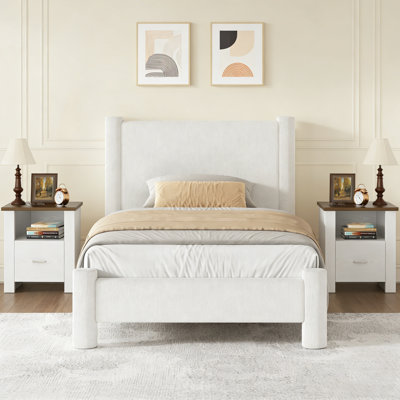 Ensemble de lit plateforme tapissier 2 pièces Boucle