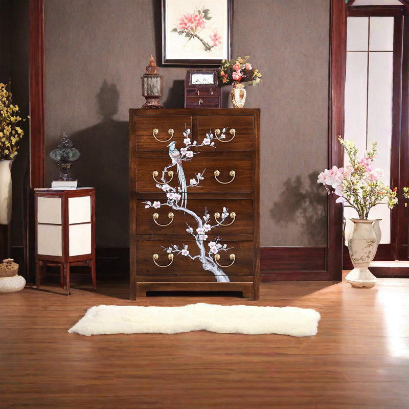 Commode d'appoint moderne en bois massif camphre
