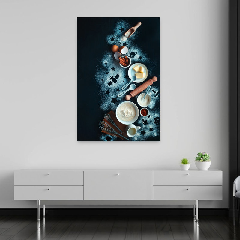 Cosmic Baking Ingredients Whimsical Abstract Contemporary Landscape Nature Wall Art Print by Dina Belenko - Wrapped Canvas Print