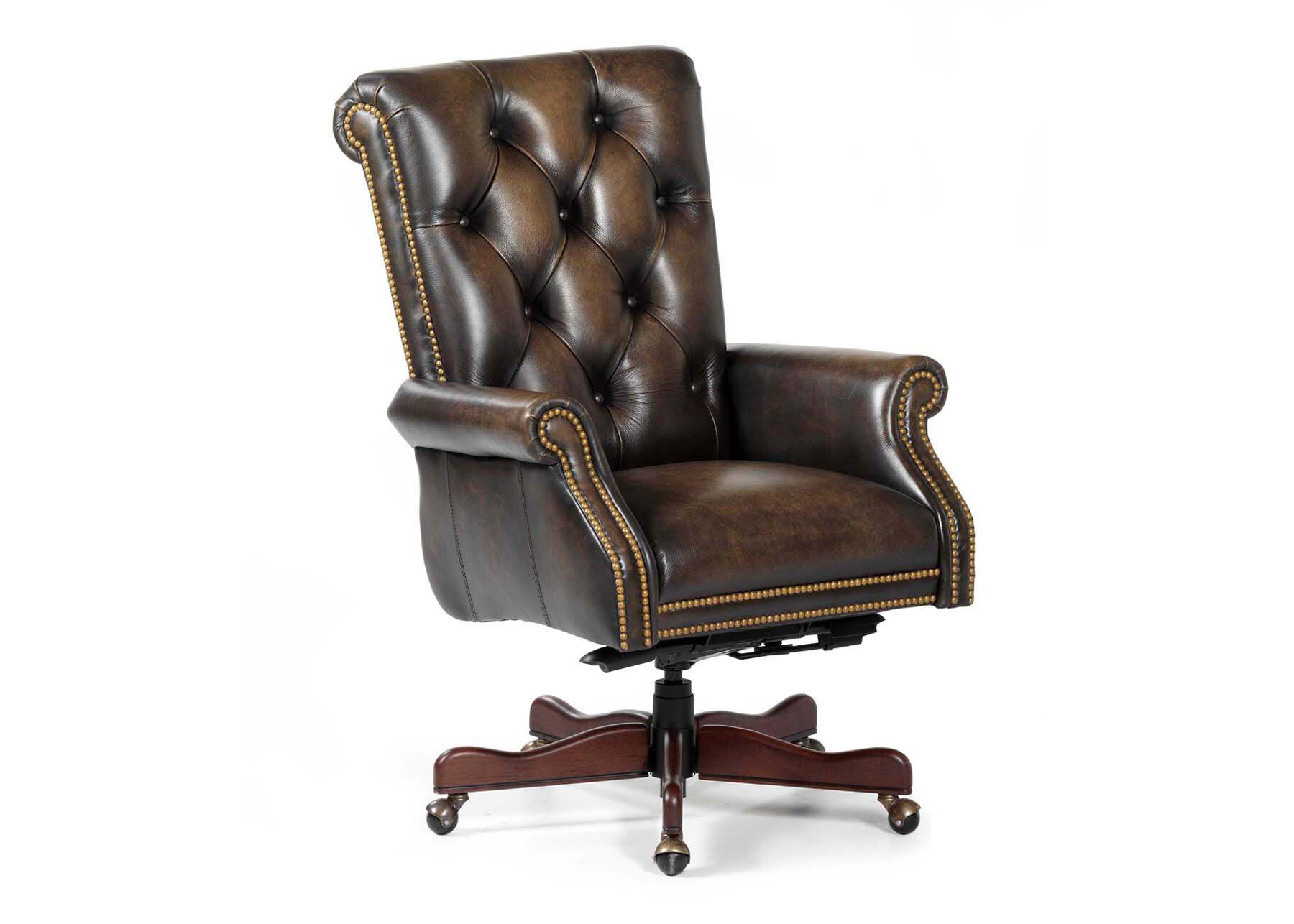 Maitland Smith Upholstery Leather Swivel Executive Chair Perigold