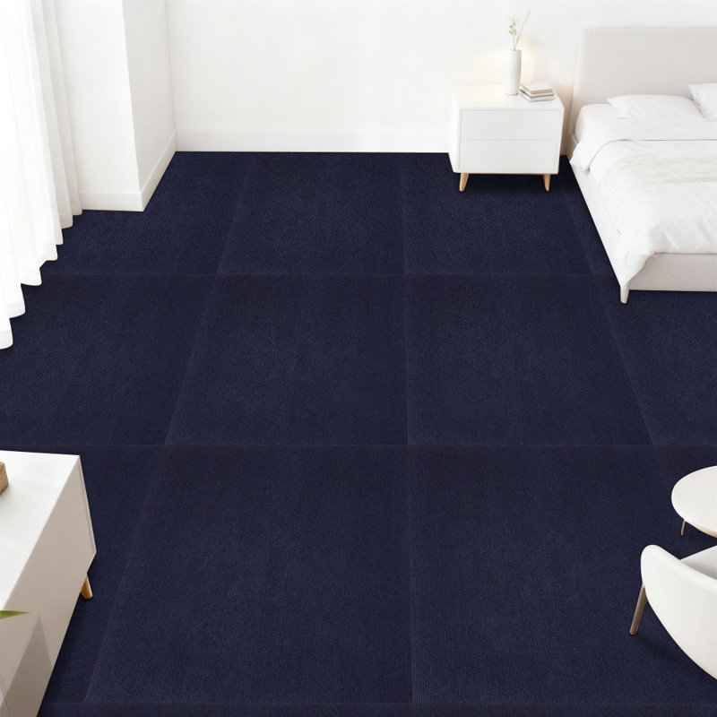 10pcs Polyester Self Adhesive Carpet Tiles, Blue