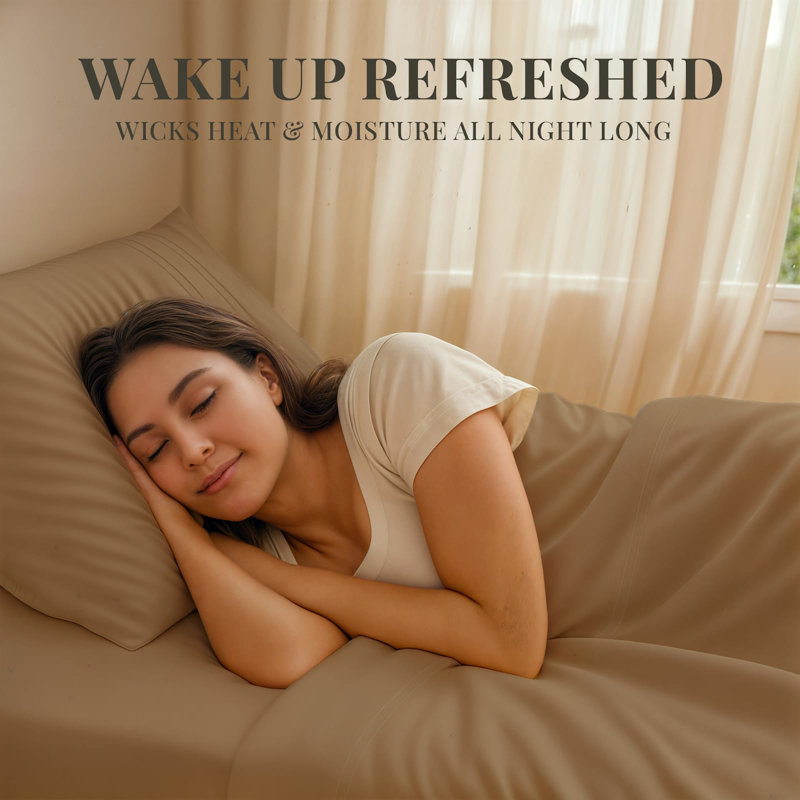 Premium Rayon From Bamboo Blend Sheet Set With Deep Pockets, Cooling and Breathable, Sanddunes
