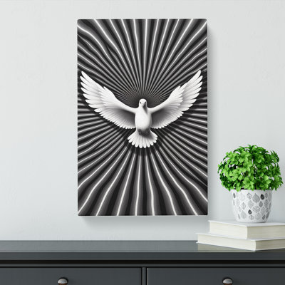 Dove Bird Op Art - Wrapped Canvas