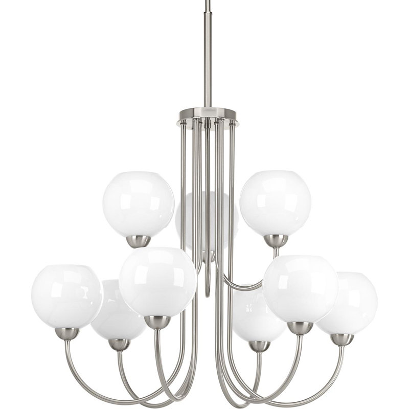 Lustre à niveaux 9 lumières Torquay, Nickel brossé