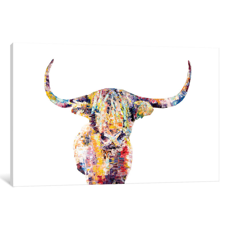 «Highland Cow» par Becksy - Estampe numérique sur toile tendue avec châssis, H 8 po x l 12 po x P 0,75 po