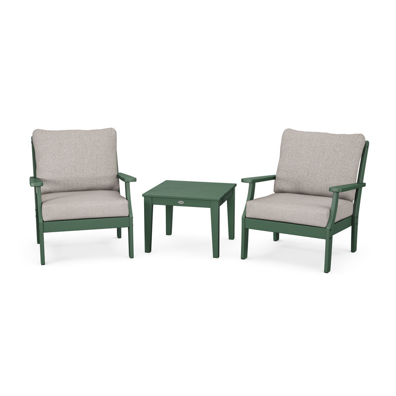Ensemble de conversation à assise profonde 3 pièces Braxton, Revolution® tweed patiné, Vert