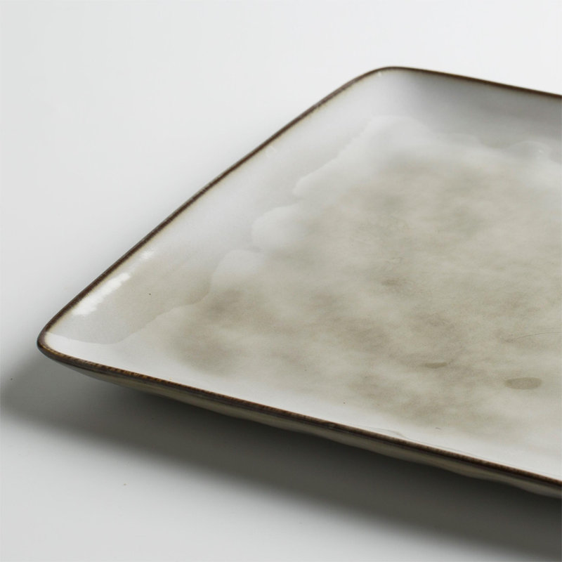  9.75'' Stoneware Square Dinner Plate (Set of 6), Gray