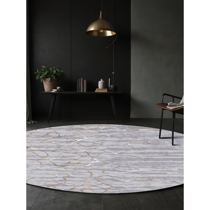 Machine Washable White Area Rug, Round 4'