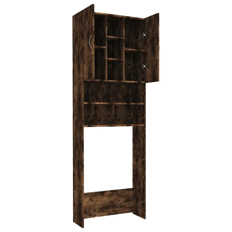 Awaah Solid Wood Linen Cabinet, Smoked Oak